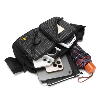 Geantă de piept pentru bărbați din nailon, respirabilă, căptușeală din poliester, Toamna 2025, pentru călătorii de agrement