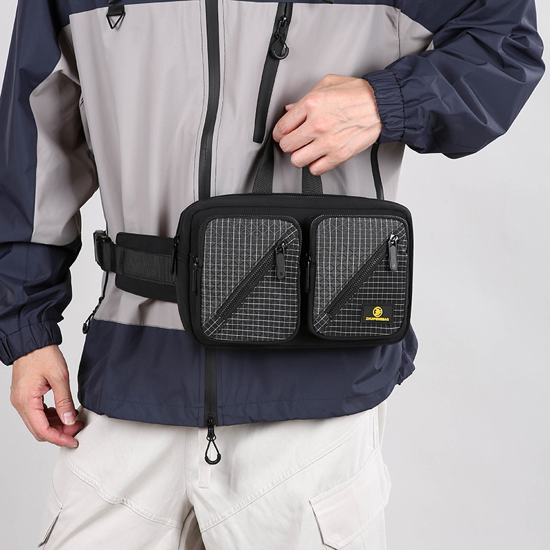 Geantă de piept pentru bărbați din nailon, respirabilă, căptușeală din poliester, Toamna 2025, pentru călătorii de agrement