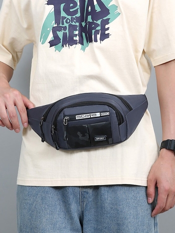 Pánska bedrová taška, ľahká a ležérna, priedušný oxford materiál, jednofarebná, vhodná pre zariadenia do 8 palcov