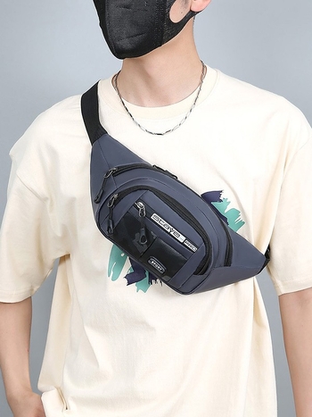 Pánska bedrová taška, ľahká a ležérna, priedušný oxford materiál, jednofarebná, vhodná pre zariadenia do 8 palcov