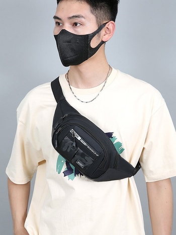 Pánska bedrová taška, ľahká a ležérna, priedušný oxford materiál, jednofarebná, vhodná pre zariadenia do 8 palcov