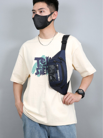 Pánska bedrová taška, ľahká a ležérna, priedušný oxford materiál, jednofarebná, vhodná pre zariadenia do 8 palcov