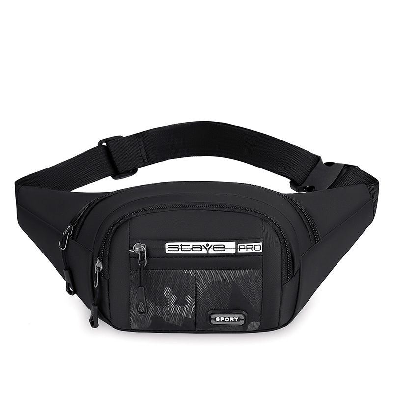 Pánska bedrová taška, ľahká a ležérna, priedušný oxford materiál, jednofarebná, vhodná pre zariadenia do 8 palcov