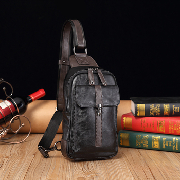 Muška torbica za prsa, ulični stil, PU koža, vodootporna, jednobojna, podstava od poliestera