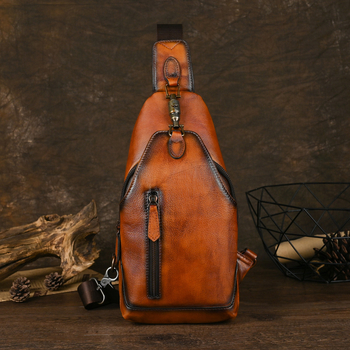 Muška torba za prsa od prave kože - ručna izrada, vintage stil, otporna na habanje, jesen 2024