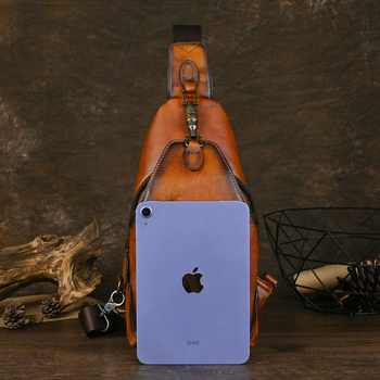 Muška torba za prsa od prave kože - ručna izrada, vintage stil, otporna na habanje, jesen 2024