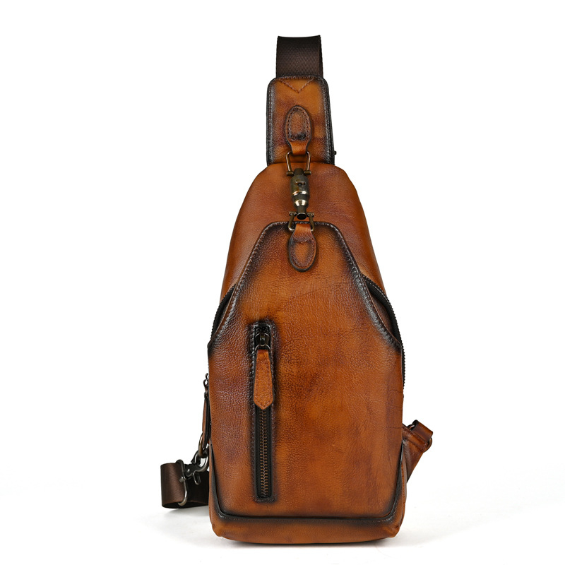 Muška torba za prsa od prave kože - ručna izrada, vintage stil, otporna na habanje, jesen 2024