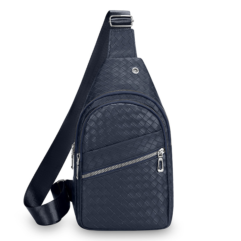 Muška PU kožna torbica za prsa s tkanim uzorkom, džep za 8-inčni uređaj, vanjski svakodnevni crossbody