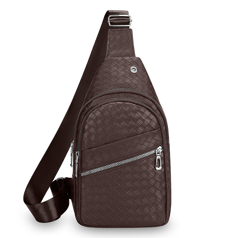 Muška PU kožna torbica za prsa s tkanim uzorkom, džep za 8-inčni uređaj, vanjski svakodnevni crossbody