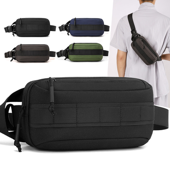 Muška crossbody torba za otvoreno i putovanja, Oxford tkanina, vodootporna, jednobojni uzorak, poliester podstava