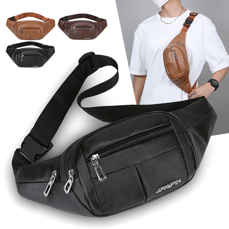 PU kožna muška torbica za struk, višenamjenska, otporna na habanje, crossbody stil, poslovni stil elitne klase, pretinac za 8-inčni prijenosnik, poliester podstava