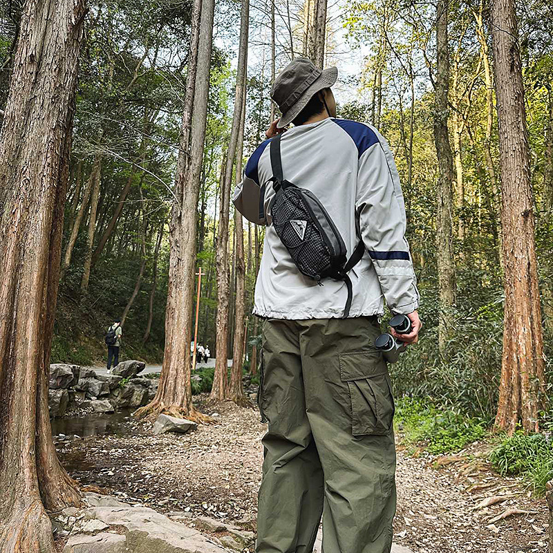 Gențiță de talie sport Oxford, impermeabilă, model geometric, căptușeală din poliester