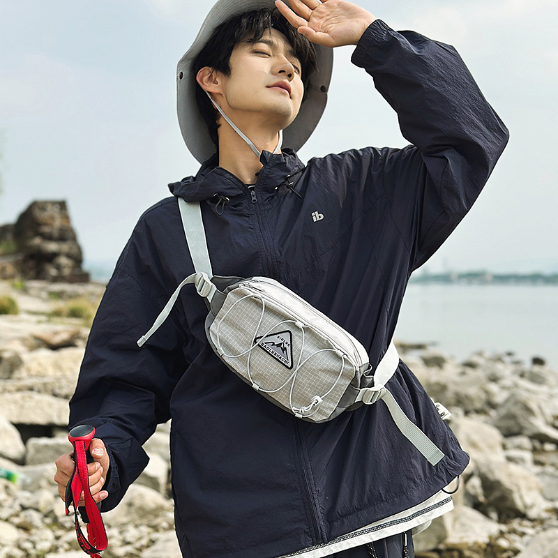 Gențiță de talie sport Oxford, impermeabilă, model geometric, căptușeală din poliester