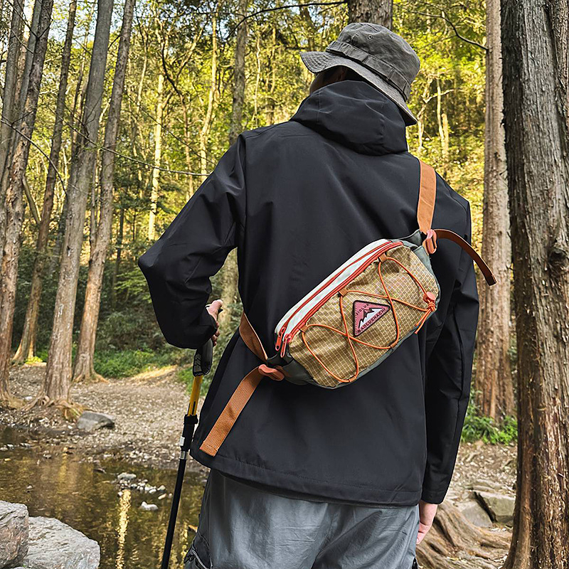 Gențiță de talie sport Oxford, impermeabilă, model geometric, căptușeală din poliester