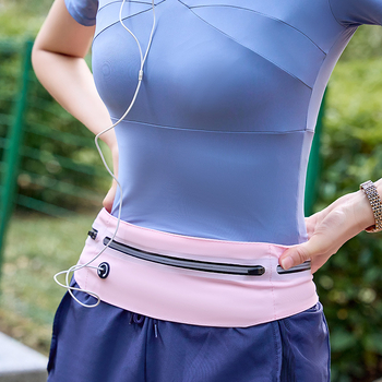 Borsetă de talie pentru alergare, unisex, impermeabilă și ultraușoară, cu protecție anti-furt și siguranță reflectorizantă noaptea; exterior poliester, căptușeală nylon