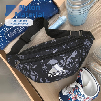 Muška nylon torba za struk s funkcijom protiv krađe, olakšano nošenje, prugasti uzorak, podstava od poliestera