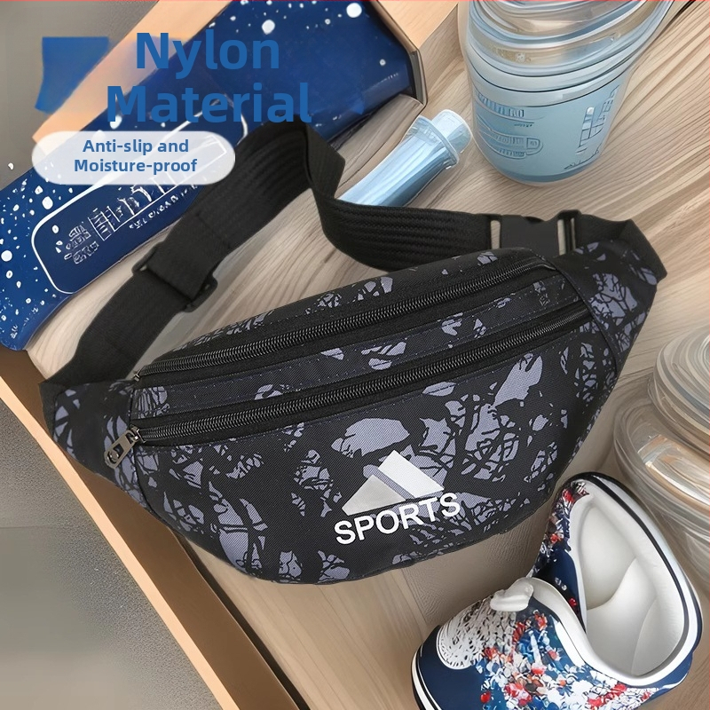 Muška nylon torba za struk s funkcijom protiv krađe, olakšano nošenje, prugasti uzorak, podstava od poliestera