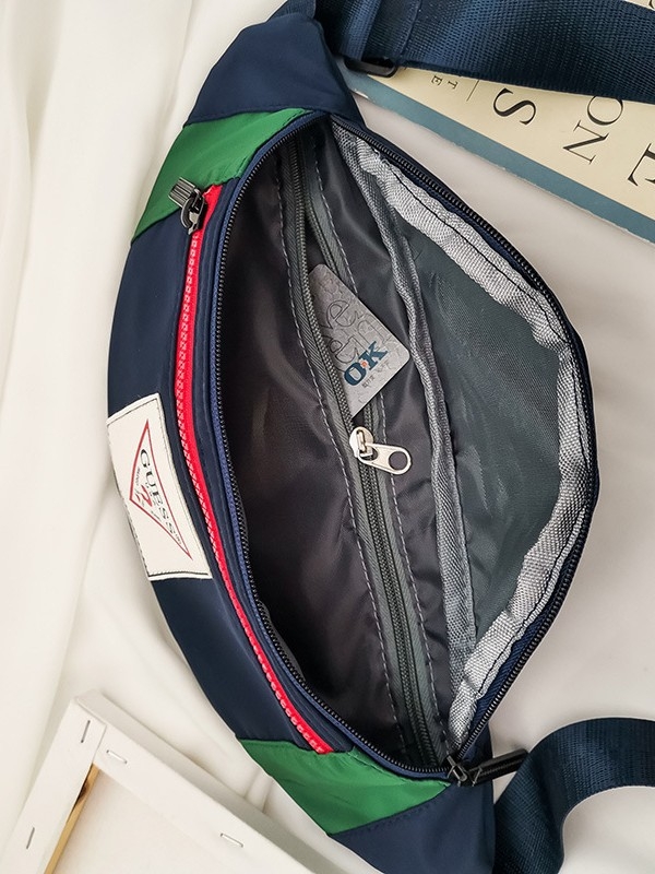 Muška torba za struk, velikog kapaciteta, koledž stil, preko ramena — platno, prozračna, ultra lagana, proširenje, uzorak slova