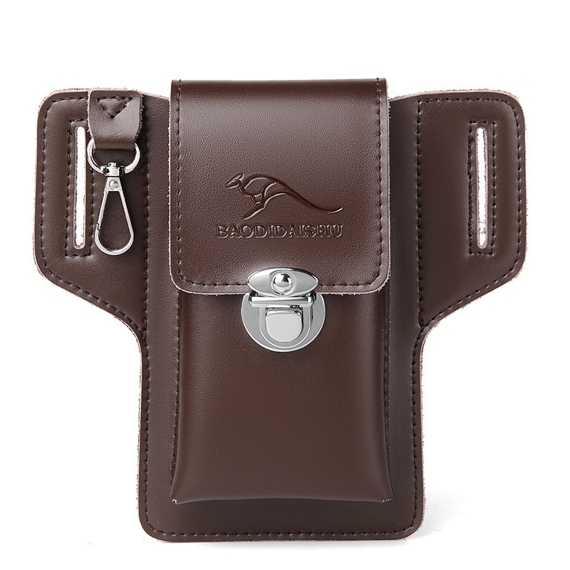 Muška kožna pojasna torbica Kati Kangaroo s remenom, torbica za mobitel, ljetna kožna torbica 3006