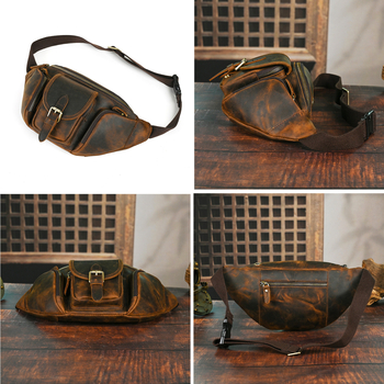 Muška torbica za pojas (prava koža, goveđa koža, otporna na habanje, podstava od poliestera)