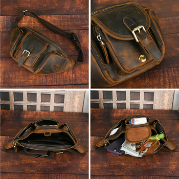 Muška torbica za pojas (prava koža, goveđa koža, otporna na habanje, podstava od poliestera)