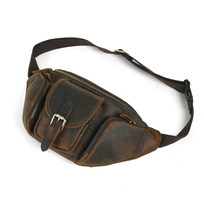 Muška torbica za pojas (prava koža, goveđa koža, otporna na habanje, podstava od poliestera)
