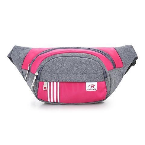 Sportska torbica za struk – platnena, prozračna, unisex, prugasti uzorak, podstava od najlona