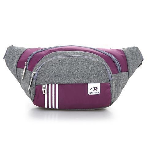 Sportska torbica za struk – platnena, prozračna, unisex, prugasti uzorak, podstava od najlona