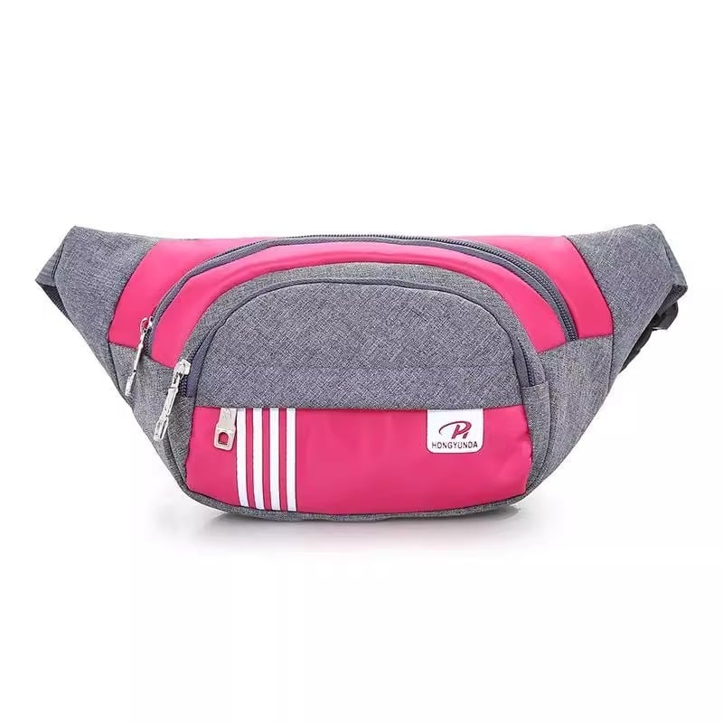 Sportska torbica za struk – platnena, prozračna, unisex, prugasti uzorak, podstava od najlona