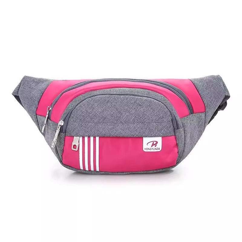 Sportska torbica za struk – platnena, prozračna, unisex, prugasti uzorak, podstava od najlona