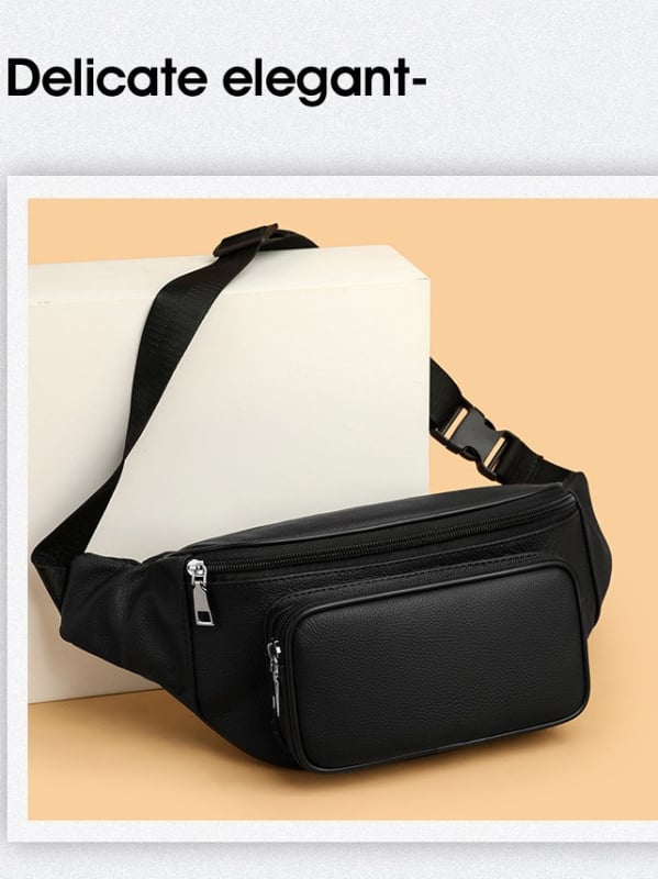 Muška pojasna torba od kože prvog sloja – vodootporna, otporna na habanje, proširiva, s velikom kapacitetom