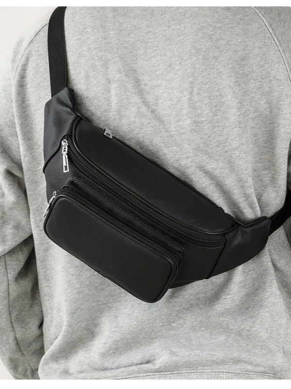 Muška pojasna torba od kože prvog sloja – vodootporna, otporna na habanje, proširiva, s velikom kapacitetom