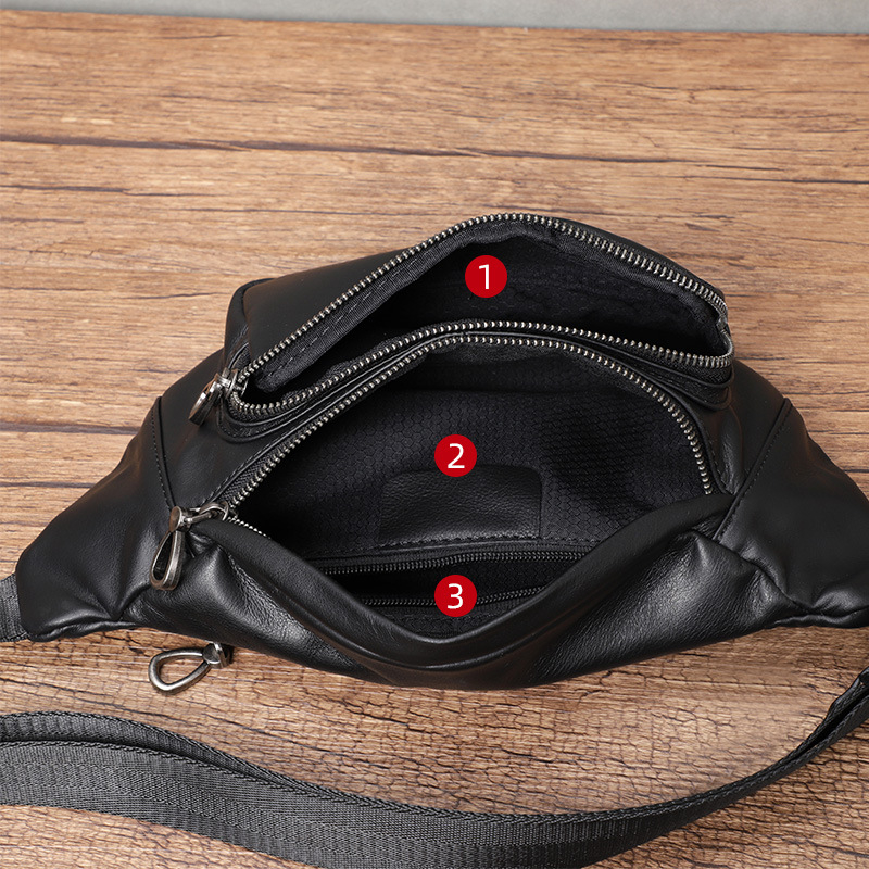 Genți de talie pentru bărbați JD310 - Piele naturală, Primul strat de piele de vițel, Anti-furt, Călătorii de recreere