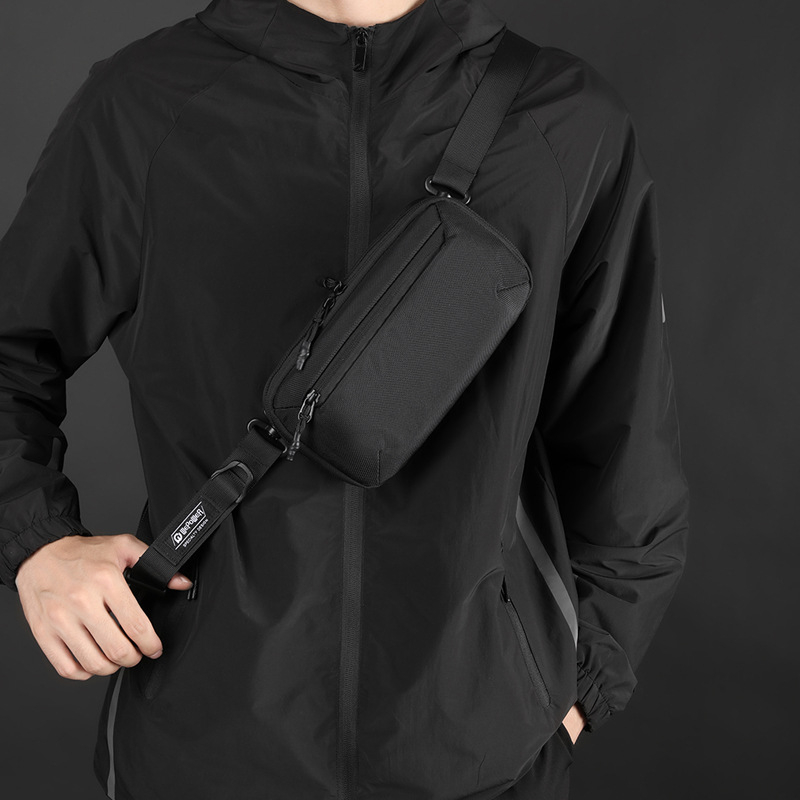 WEPOWER Férfi deréktáska – vízálló nylon, egyszínű mintázat, poliészter bélés