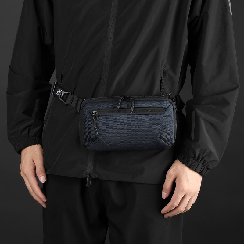 WEPOWER Férfi deréktáska – vízálló nylon, egyszínű mintázat, poliészter bélés