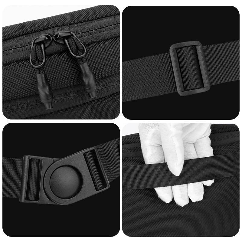 WEPOWER Férfi deréktáska – vízálló nylon, egyszínű mintázat, poliészter bélés