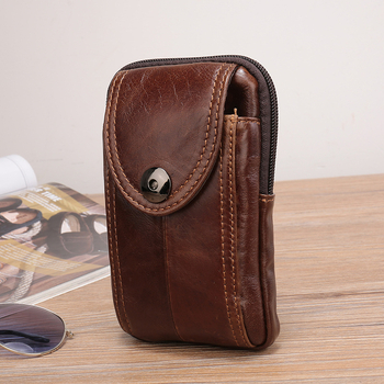 Férfi bőröv telefon-táska – üzleti stílus, kopásálló, belső poliészter-pamut bélés