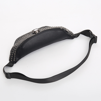 Muška torba za struk od PU-a s nitima i ukrasom lubanje, crossbody dizajn za poslovna putovanja