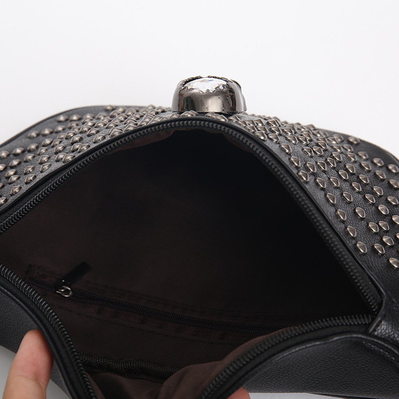 Muška torba za struk od PU-a s nitima i ukrasom lubanje, crossbody dizajn za poslovna putovanja