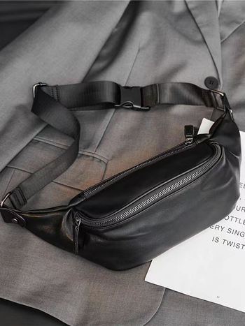 Muška PU ultra lagana crossbody torbica za struk sa izolacijom i proširivim kapacitetom, kompatibilna s 8-inčnim laptopom