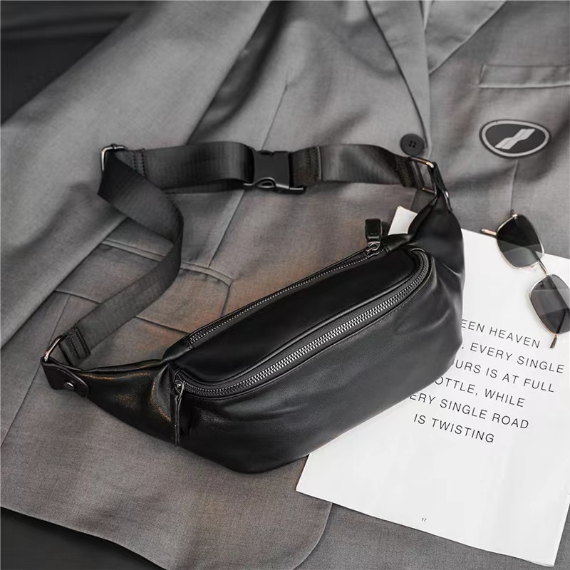 Muška PU ultra lagana crossbody torbica za struk sa izolacijom i proširivim kapacitetom, kompatibilna s 8-inčnim laptopom