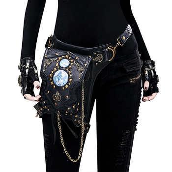 Steampunk lančana torba za rame s poklopcem, PU materijal; vertikalni kvadratni oblik; unutarnji džepovi: zip, džep za telefon, džep za ID; dvostruka naramenica