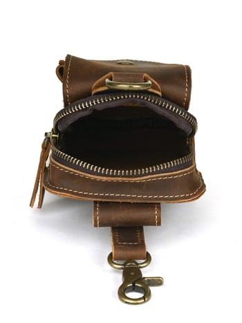 Férfi övtáska valódi bőrből, első réteg marhabőrből, kopásálló kivitel, egyszínű dizájn, bélése bőr