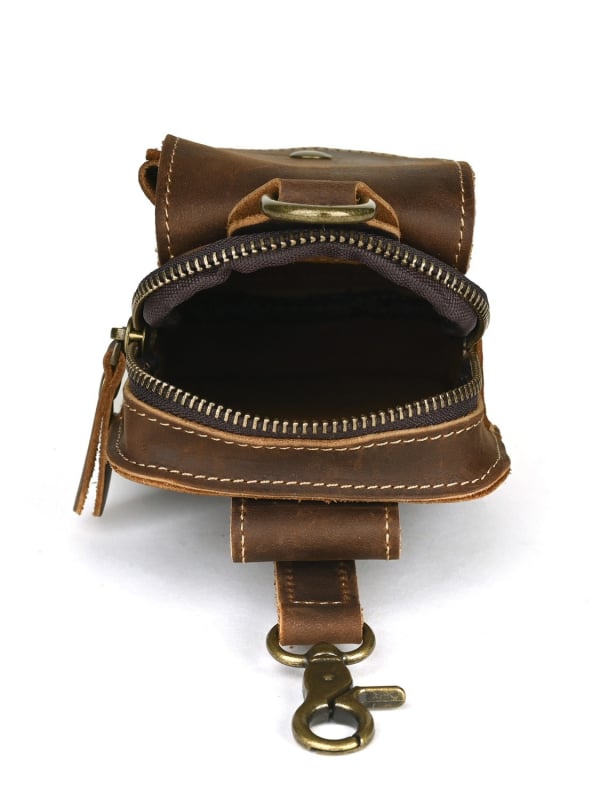 Férfi övtáska valódi bőrből, első réteg marhabőrből, kopásálló kivitel, egyszínű dizájn, bélése bőr