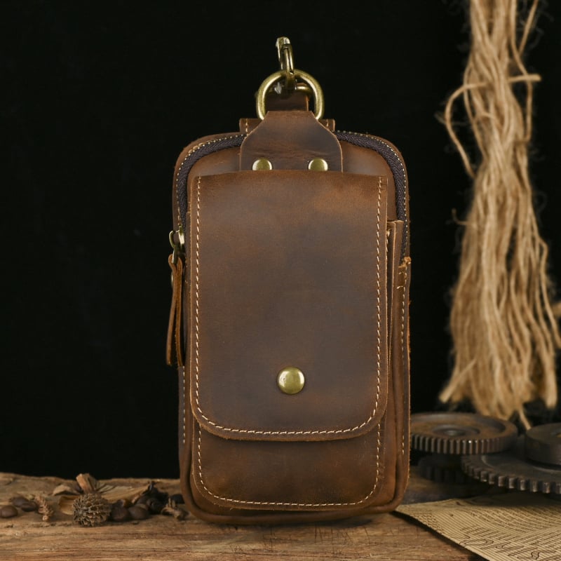 Férfi övtáska valódi bőrből, első réteg marhabőrből, kopásálló kivitel, egyszínű dizájn, bélése bőr