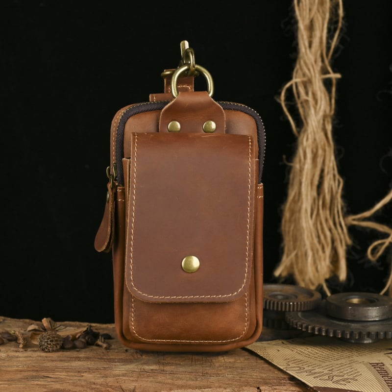 Férfi övtáska valódi bőrből, első réteg marhabőrből, kopásálló kivitel, egyszínű dizájn, bélése bőr