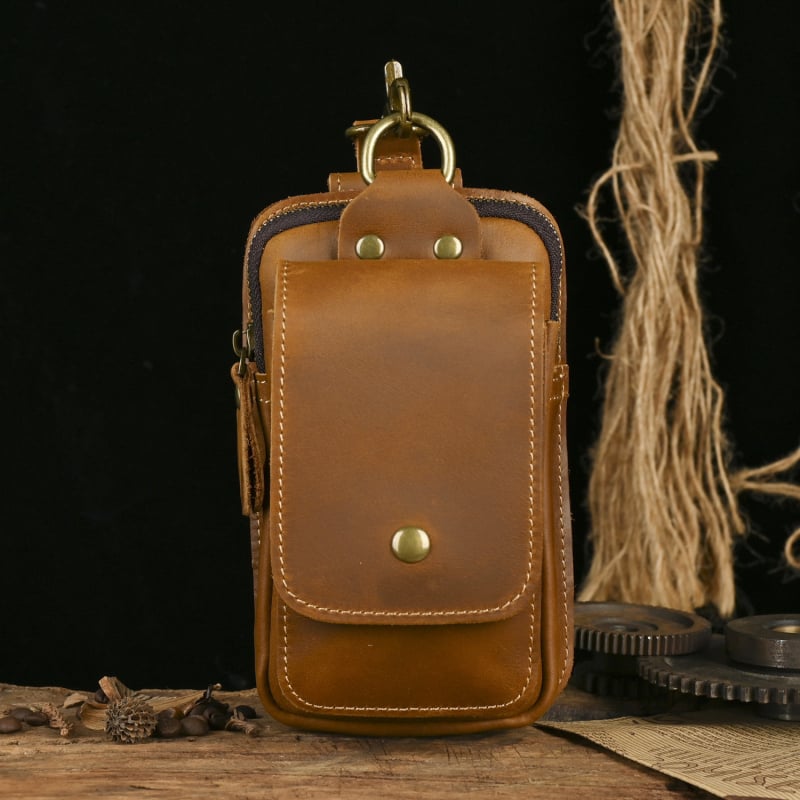 Férfi övtáska valódi bőrből, első réteg marhabőrből, kopásálló kivitel, egyszínű dizájn, bélése bőr