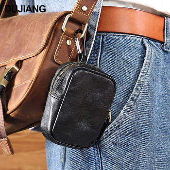 Muška waist bag od prave kože, ulični stil, otporan na habanje, DUJIANG/solo