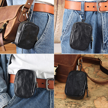 Muška waist bag od prave kože, ulični stil, otporan na habanje, DUJIANG/solo