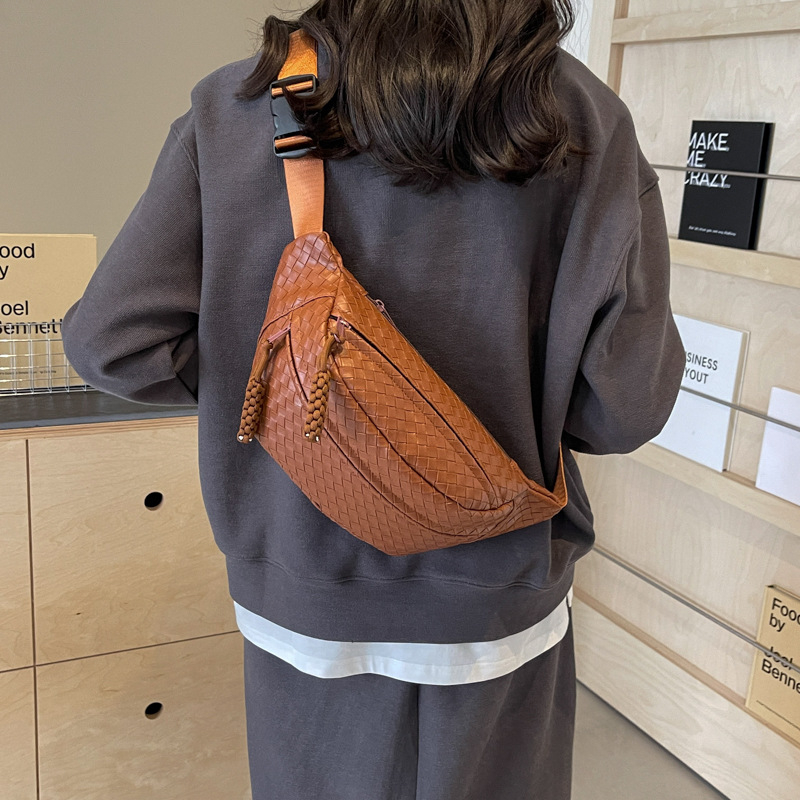 Τσάντα μέσης PU, street trend και ρετρό στυλ, Άνοιξη 2024, πολυεστερική επένδυση, κλείσιμο με φερμουάρ